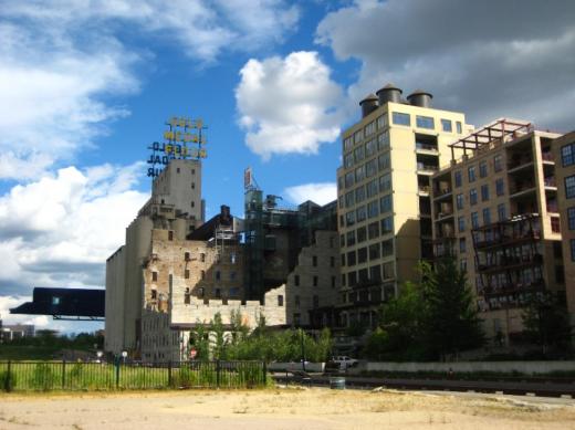 Ruined mill and new condos, Minneapolis, MN