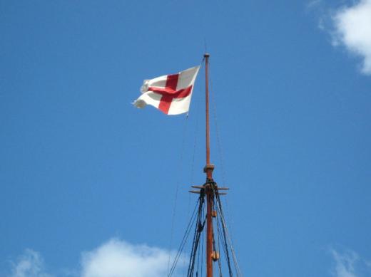 Flag on the Mayflower II, Plymouth, MA