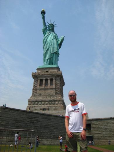 Dan being Enlightened by Liberty, NYC