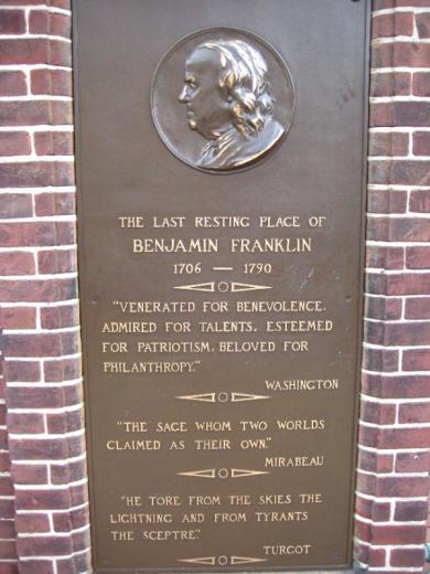 Ben Franklin's grave plaque, Philadephia, PA