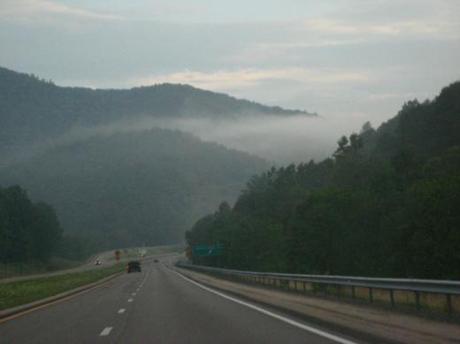 Mist over the freeway, West Virginia